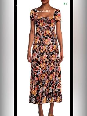 Chelsea & Violet Smocked Floral Puff Sleeve Maxi Dress | Size Small | NWT
